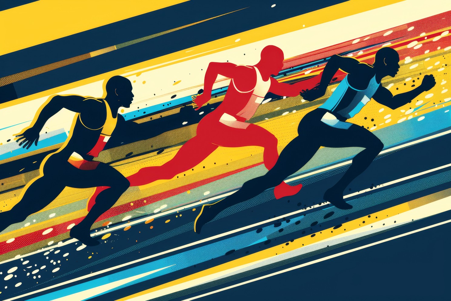 3 olympic runners in motion